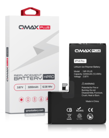 QMAX Plus Replacement Battery for iPhone 14 Pro (3200 mAh) (Only Ground Shipping)