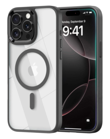 Shiny Magnetic Clear Cases (BLACK) for iPhone 14 Pro Max (Only Ground Shipping)