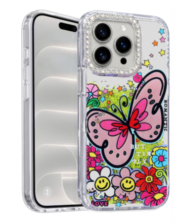 Glitter Shockproof Butterfly Shinny Case (COLORFUL) for iPhone 15 Pro Max (Only Ground Shipping)