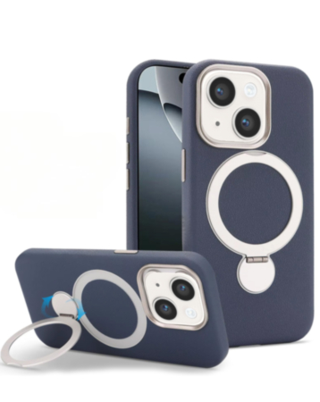 Silicone Magnetic Ring Stand Case for iPhone 17E / 16E / 15 / 14 / 13 (BLUE) (Only Ground Shipping)