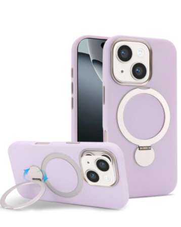 Silicone Magnetic Ring Stand Case for iPhone 17E / 16E / 15 / 14 / 13 (LILAC) (Only Ground Shipping)