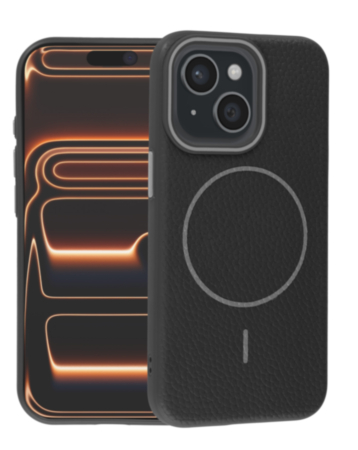 Magnetic Leather Soft Cases - BLACK for iPhone 15 (Only Ground Shipping)