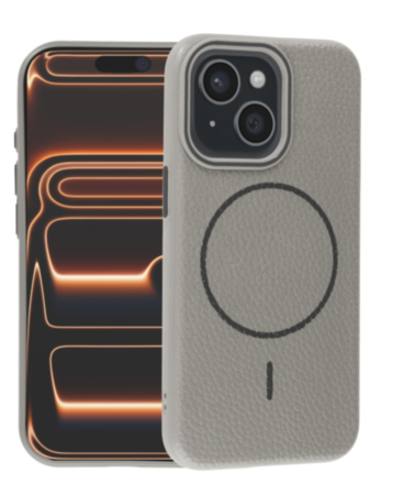 Magnetic Leather Soft Cases - TITANIUM GRAY for iPhone 15 (Only Ground Shipping)