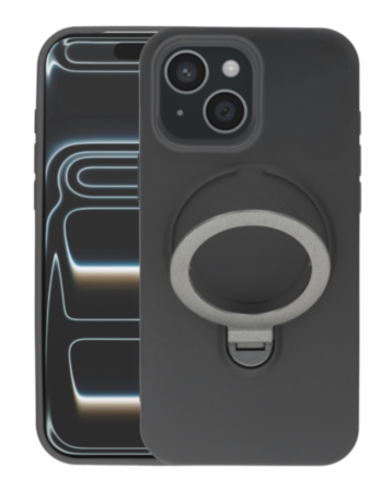 Pastel Shield Carbon Fiber Magnetic Kickstand Case (Black) for iPhone 13 / 14 / 15 / 16e / 17e (Only Ground Shipping)