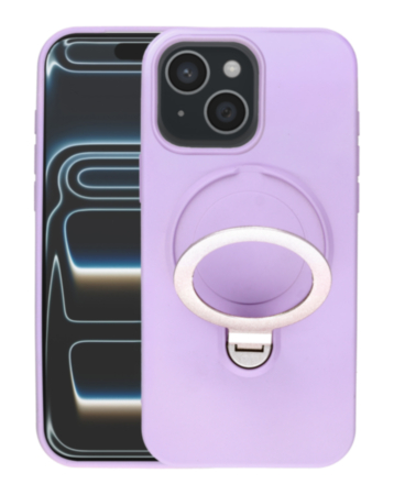 Pastel Shield Carbon Fiber Magnetic Kickstand Case (Lilac) for iPhone 13 / 14 / 15 / 16e / 17e (Only Ground Shipping)