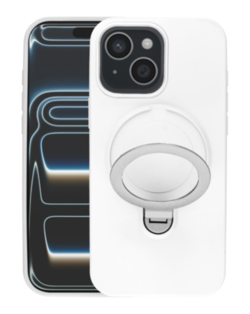 Pastel Shield Carbon Fiber Magnetic Kickstand Case (White) for iPhone 13 / 14 / 15 / 16e / 17e (Only Ground Shipping)