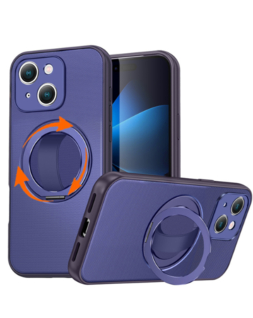 Textured Shockproof Case with 360 Rotating Ring Stand for iPhone 17E / 16E / 15 / 14 / 13 (BLUE) (Only Ground Shipping)