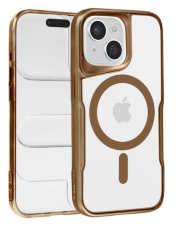 Glossy & Transparent Magnetic Case - DESERT GOLD for iPhone 15 (Only Ground Shipping)