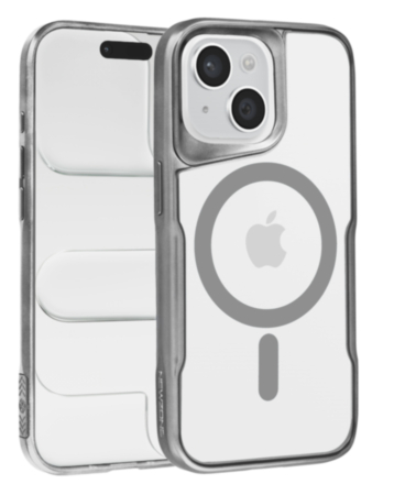 Glossy & Transparent Magnetic Case - SILVER for iPhone 15 (Only Ground Shipping)