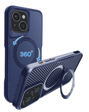 Premium Quality Magnetic Protective Case with 360 Rotating Ring Stand for iPhone 17E / 16E / 15 / 14 / 13 (NAVY) (Only Ground Shipping)