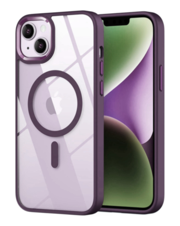 Shiny Magnetic Clear Cases - PURPLE for iPhone 15 Plus (Only Ground Shipping)