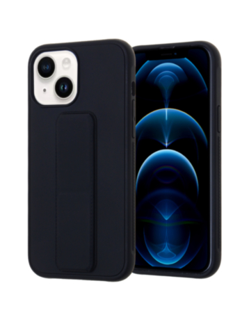 iPhone 14 Plus / 15 Plus Hand Strap Vertical Magnetic Kickstand Case - BLACK (Only Ground Shipping)