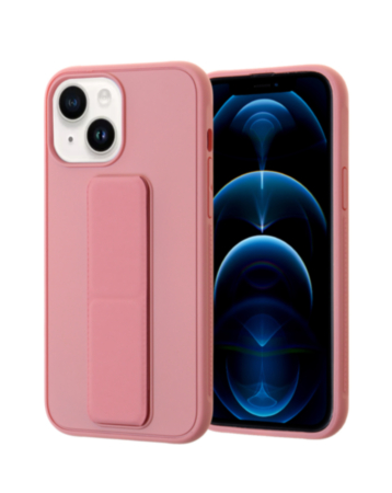 iPhone 14 Plus / 15 Plus Hand Strap Vertical Magnetic Kickstand Case - PINK (Only Ground Shipping)