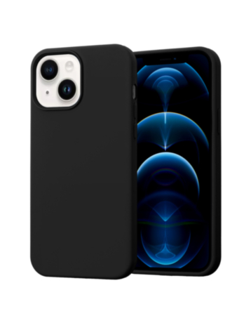 iPhone 14 Plus / 15 Plus Soft Solid Silicone Case (Full Buttom Cover) - BLACK (Only Ground Shipping)
