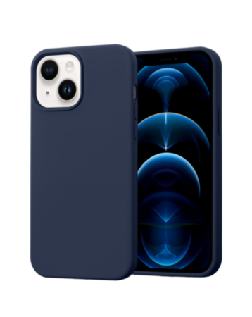 iPhone 14 Plus / 15 Plus Soft Solid Silicone Case (Full Buttom Cover) - NAVY BLUE (Only Ground Shipping)