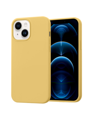 iPhone 14 Plus / 15 Plus Soft Solid Silicone Case (Full Buttom Cover) - YELLOW (Only Ground Shipping)