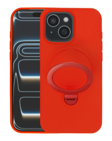 Pastel Shield Carbon Fiber Magnetic Kickstand Case (RED) for iPhone 14 Plus / 15 Plus (Only Ground Shipping)