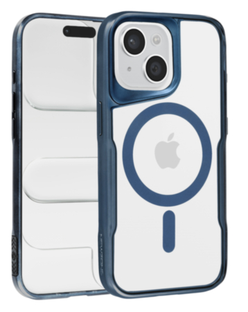 Glossy & Transparent Magnetic Case - DARK BLUE for iPhone 15 Plus (Only Ground Shipping)