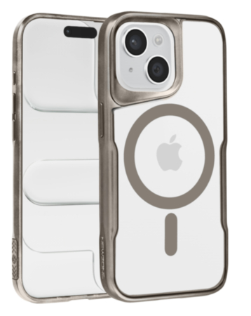 Glossy & Transparent Magnetic Case - TITANIUM for iPhone 15 Plus (Only Ground Shipping)