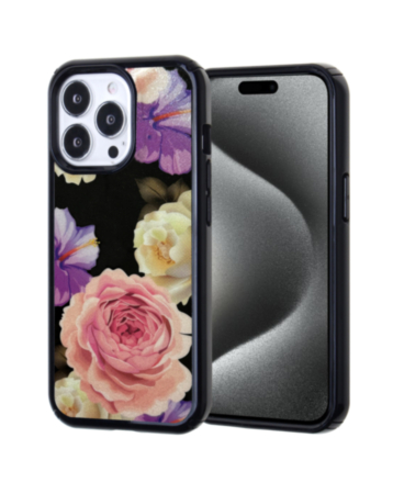 New Fashion Heavy Duty Case - ROSE for iPhone 15 Pro (Only Ground Shipping)