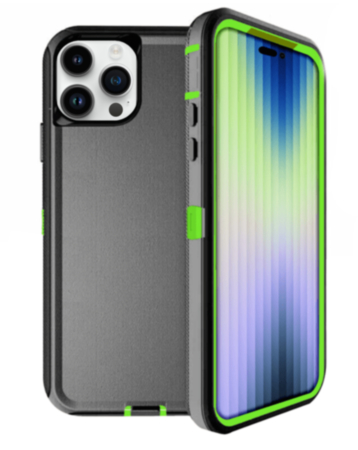 Heavy Duty Case for iPhone 15 Pro (BLACK & GREEN) (Only Ground Shipping)