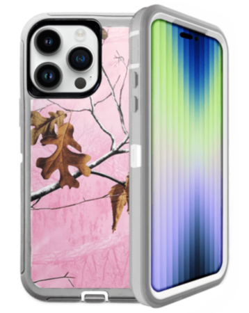 Heavy Duty Case for iPhone 15 Pro (CAMO PINK) (Only Ground Shipping)