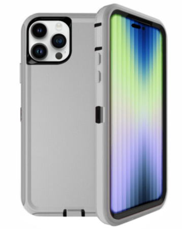 Heavy Duty Case for iPhone 15 Pro (GRAY & BLACK) (Only Ground Shipping)