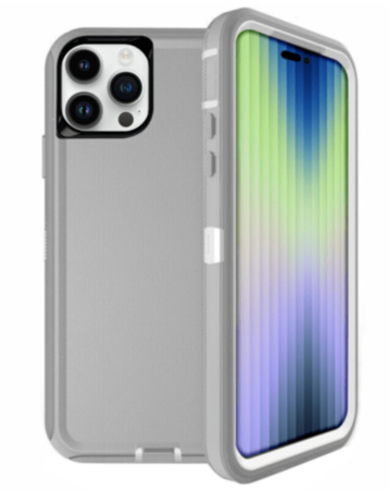 Heavy Duty Case for iPhone 15 Pro (GRAY & WHITE) (Only Ground Shipping)