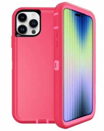 Heavy Duty Case for iPhone 15 Pro (HOT PINK) (Only Ground Shipping)