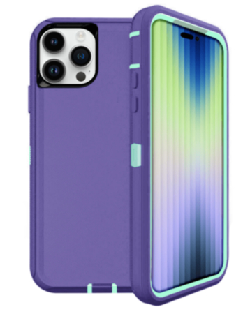 Heavy Duty Case for iPhone 15 Pro (PURPLE & TEAL) (Only Ground Shipping)