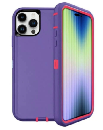 Heavy Duty Case for iPhone 15 Pro (DARK PURPLE & PINK) (Only Ground Shipping)