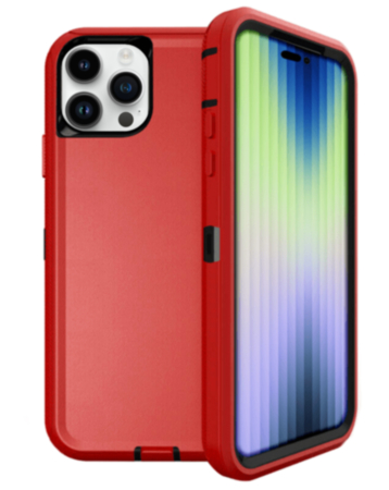 Heavy Duty Case for iPhone 15 Pro (RED & BLACK) (Only Ground Shipping)