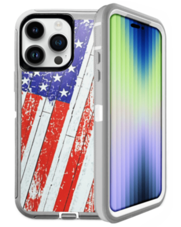 Heavy Duty Case for iPhone 15 Pro (US FLAG) (Only Ground Shipping)