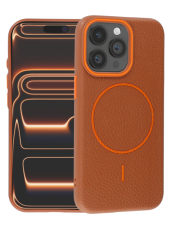 Magnetic Leather Soft Cases - GOLDEN BROWN for iPhone 15 Pro (Only Ground Shipping)