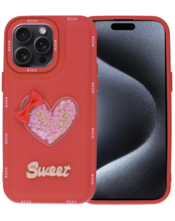 Luxury Sweet Fancy Soft Case - RED for iPhone 15 Pro (Only Ground Shipping)