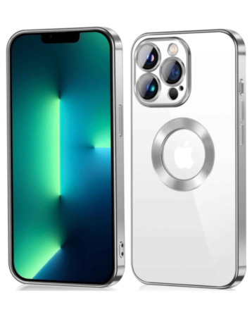 Shiny Wireless Charging Clear Case - SILVER for iPhone 15 Pro (Only Ground Shipping)