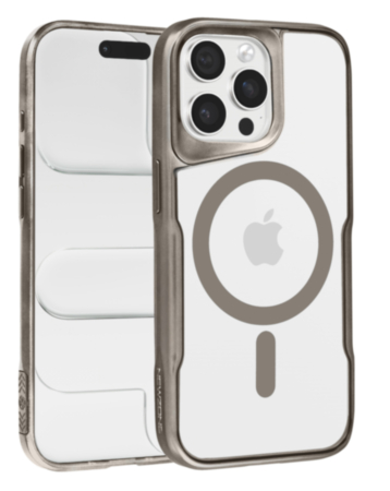 Glossy & Transparent Magnetic Case - TITANIUM for iPhone 15 Pro (Only Ground Shipping)
