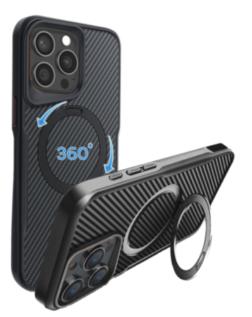 Premium Quality Magnetic Protective Case with 360 Rotating Ring Stand for iPhone 15 Pro (BLACK) (Only Ground Shipping)