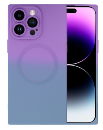 Dual Color Square Case with Wireless Charging - PURPLE & BLUE for iPhone 15 Pro (Only Ground Shipping)