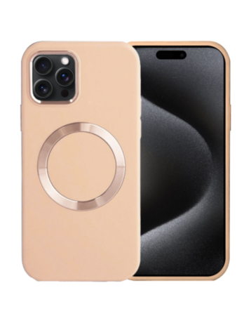 Soft Solid Silicone Case with Wireless Charging - BEIGE for iPhone 15 Pro (Only Ground Shipping)