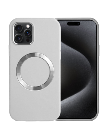 Soft Solid Silicone Case with Wireless Charging - WHITE for iPhone 15 Pro (Only Ground Shipping)