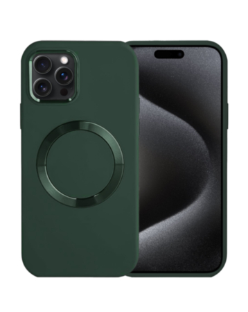 Soft Solid Silicone Case with Wireless Charging - DARK GREEN for iPhone 15 Pro (Only Ground Shipping)