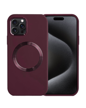 Soft Solid Silicone Case with Wireless Charging - MAROON for iPhone 15 Pro (Only Ground Shipping)