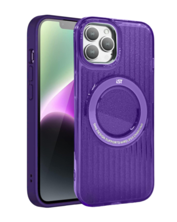 Shiny Hard PC Rear / Soft TPU Wireless Charging Case - PURPLE for iPhone 15 Pro (Only Ground Shipping)