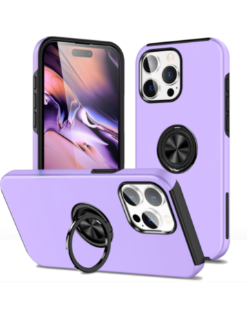 Dual Layer Case with Magnetic Ring - PURPLE for iPhone 15 Pro (Only Ground Shipping)