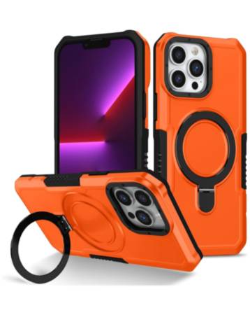 Hard PC Shockproof Case w /Ring Holder - ORANGE for iPhone 15 Pro (Only Ground Shipping)