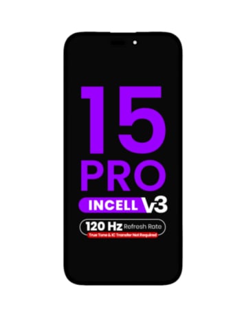 LCD Assembly for iPhone 15 Pro (True Tone Programming and IC Transfer NOT REQUIRED) (Aftermarket Incell / QV7 V3 / 120HZ)