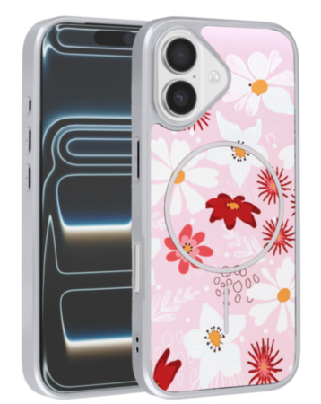Dual Layer Flower Design Magsafe Cases - LIGHT PINK for iPhone 16 (Only Ground Shipping)