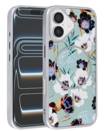 Dual Layer Flower Design Magsafe Cases - GREEN for iPhone 16 (Only Ground Shipping)
