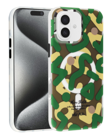 Graffiti Design with Wireless Charging Magnetic Case - GREEN for iPhone 16 (Only Ground Shipping)
